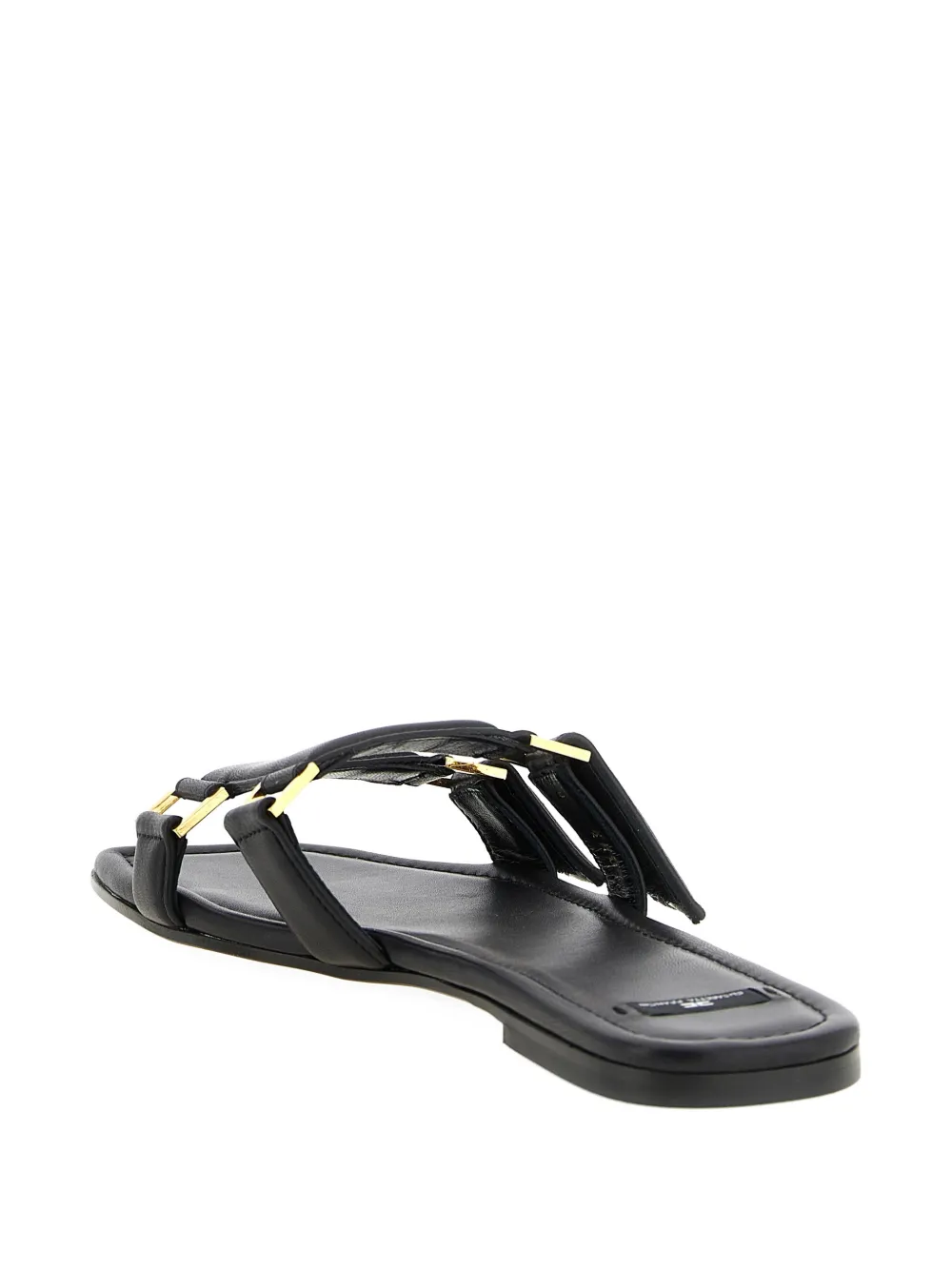 Elisabetta Franchi Leren sandalen met logo Zwart