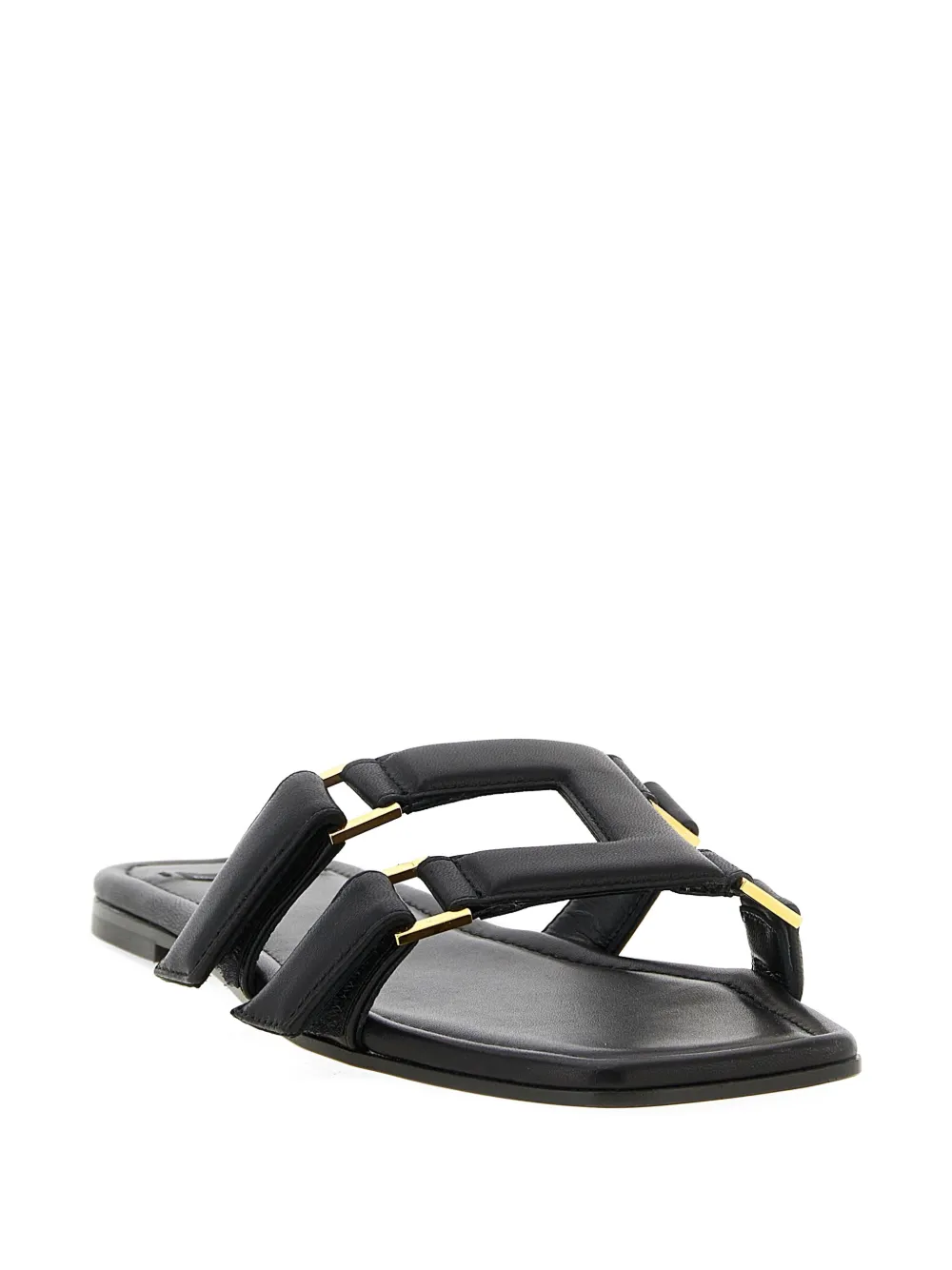 Elisabetta Franchi Leren sandalen met logo Zwart