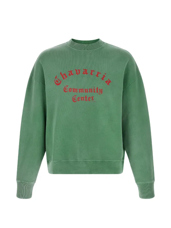 Willy Chavarria Hooligan Printed crew-neck Sweatshirt | Green
