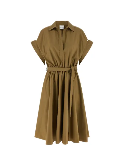 Nude elasticated-waist shirt midi dress