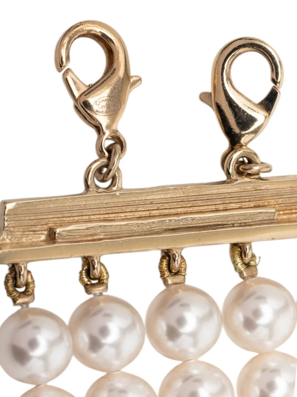 2021 Cc Gold Plated Rhinestone Resin Faux Pearl Multi Strand Bracelet Costume Bracelet