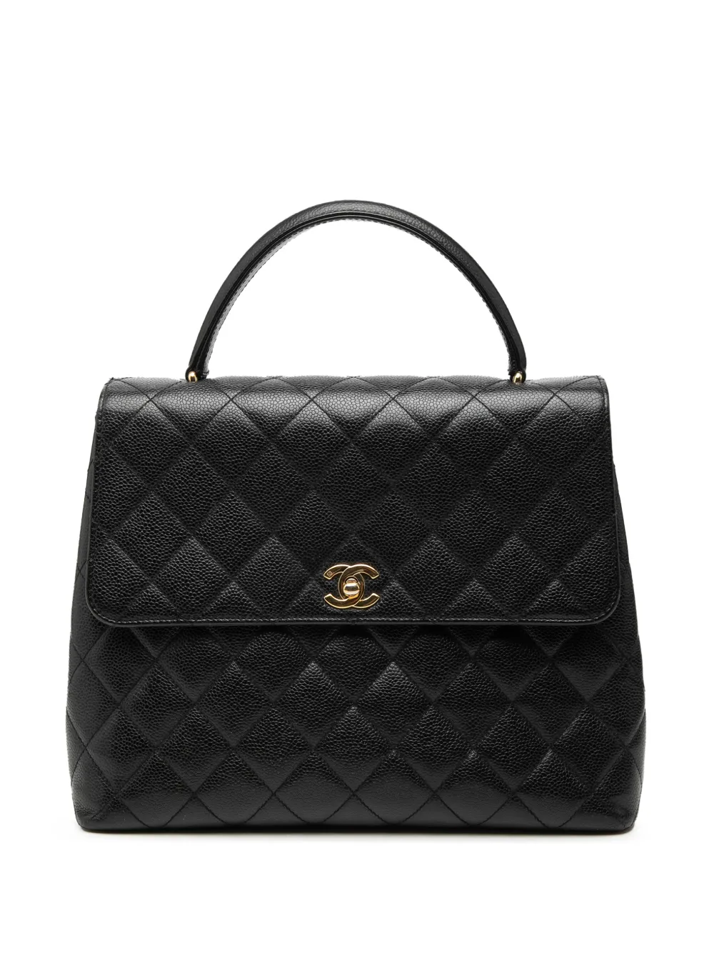 CHANEL Pre-Owned 1997-1999 CC Quilted Caviar Kelly Top Handle Bag handbag - Nero