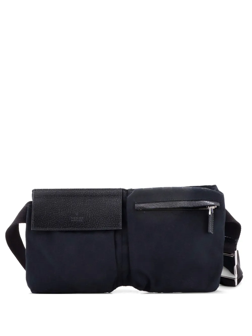 Gucci Pre-Owned Vintage Double GG Canvas with Leather belt bag - Nero