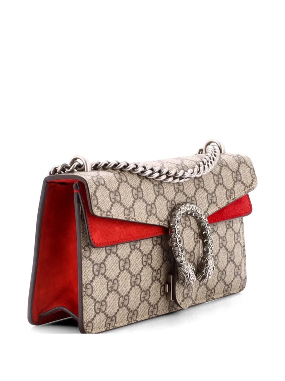  Gucci Pre-owned Dionysus Bag Gg Coated Canvas With Crystal Embellished Metal Small Shoulder Bag - Brown 