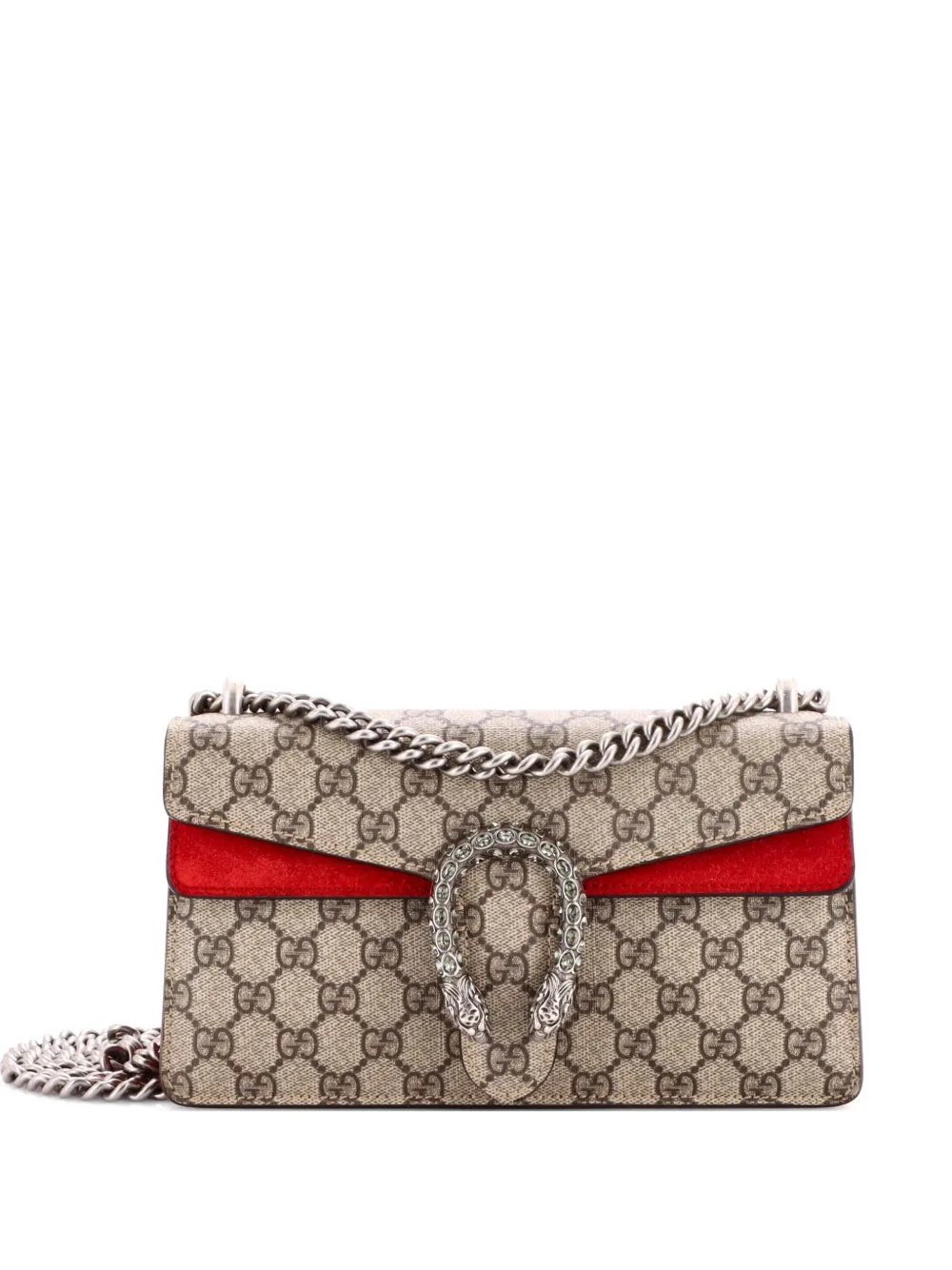 Gucci Pre-Owned Dionysus Bag GG Coated Canvas with Crystal Embellished Metal Small shoulder bag - Marrone