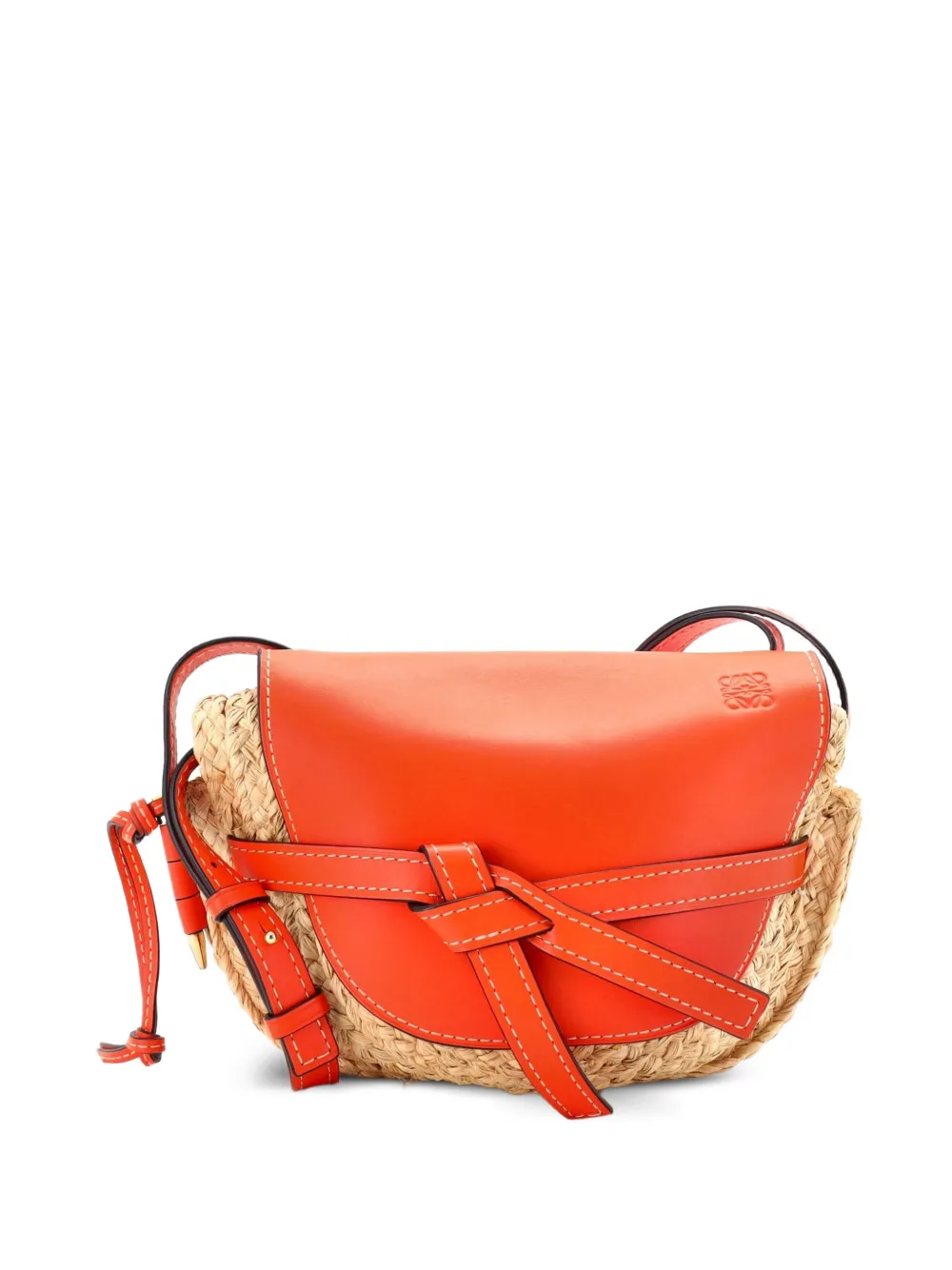 Loewe Pre-Owned Gate Leather with Raffia Small shoulder bag - Toni neutri