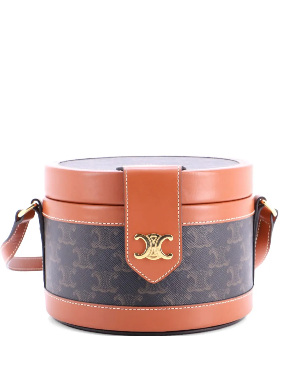 Celine Pre-Owned Tambour Bag Triomphe Coated Canvas Medium crossbody bag - Marrone