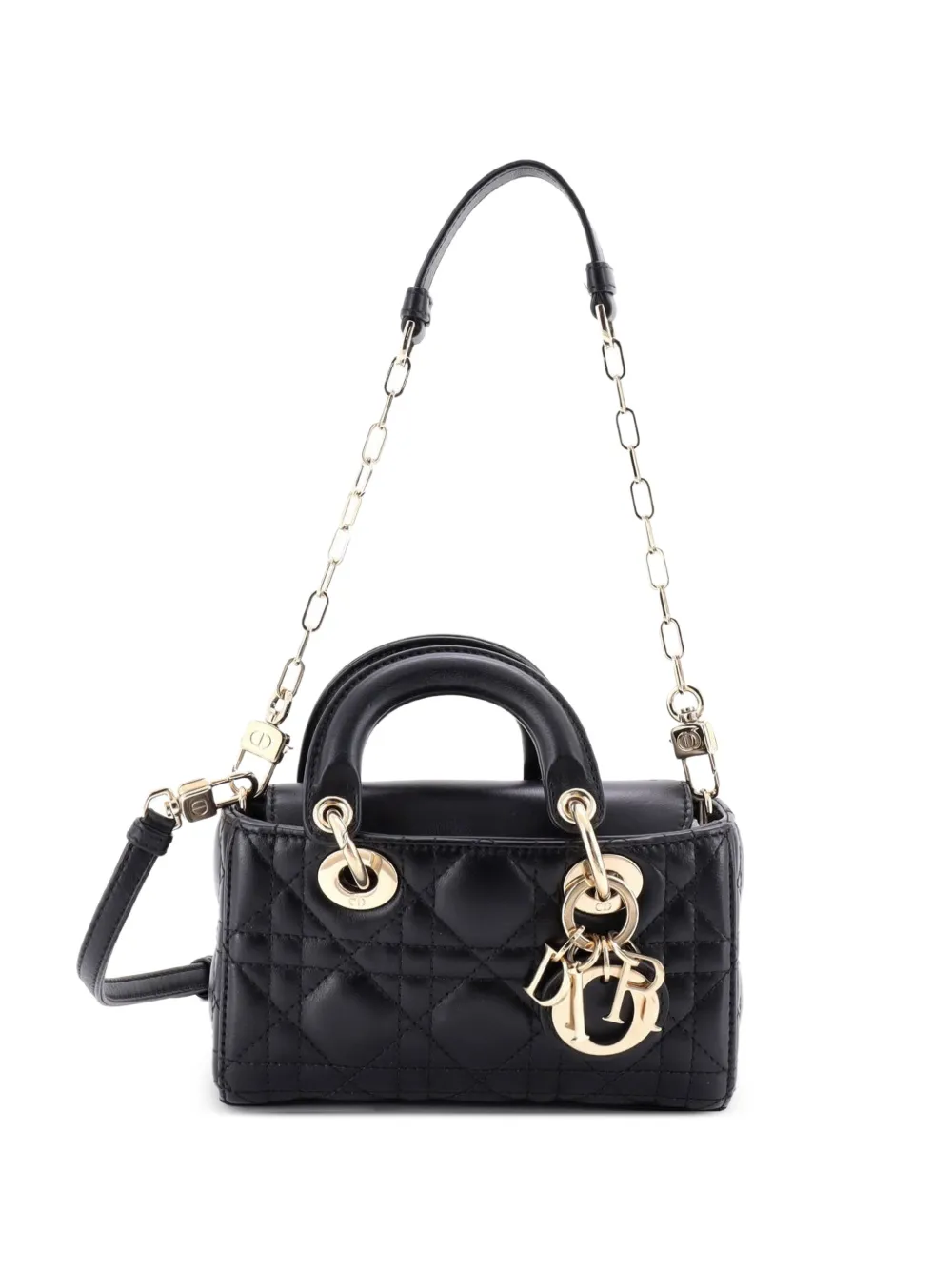 Christian Dior Pre-Owned Lady D-Joy Bag Cannage Quilt Lambskin Micro satchel - Nero