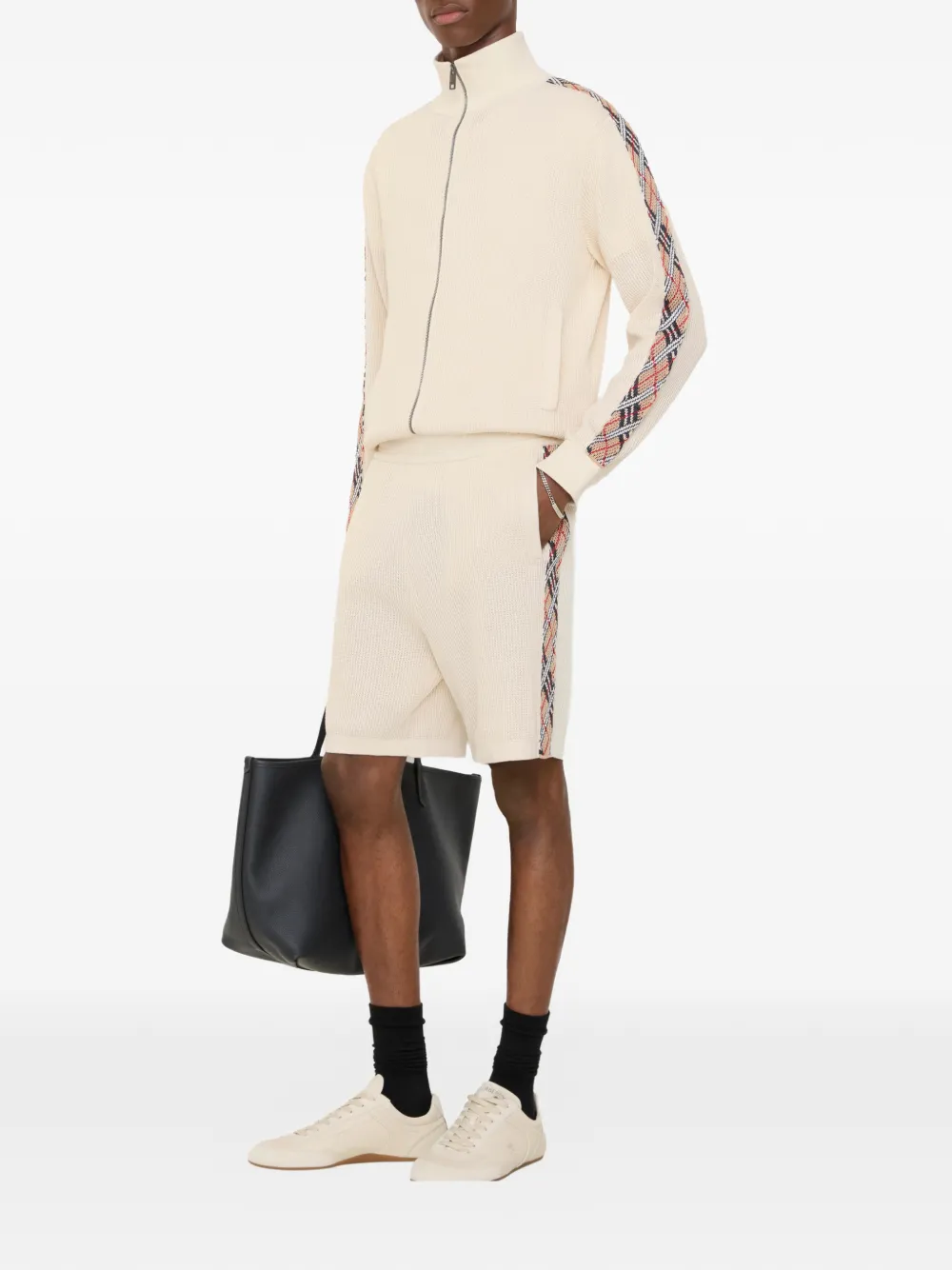 Burberry Katoenen shorts met geruite afwerking Beige
