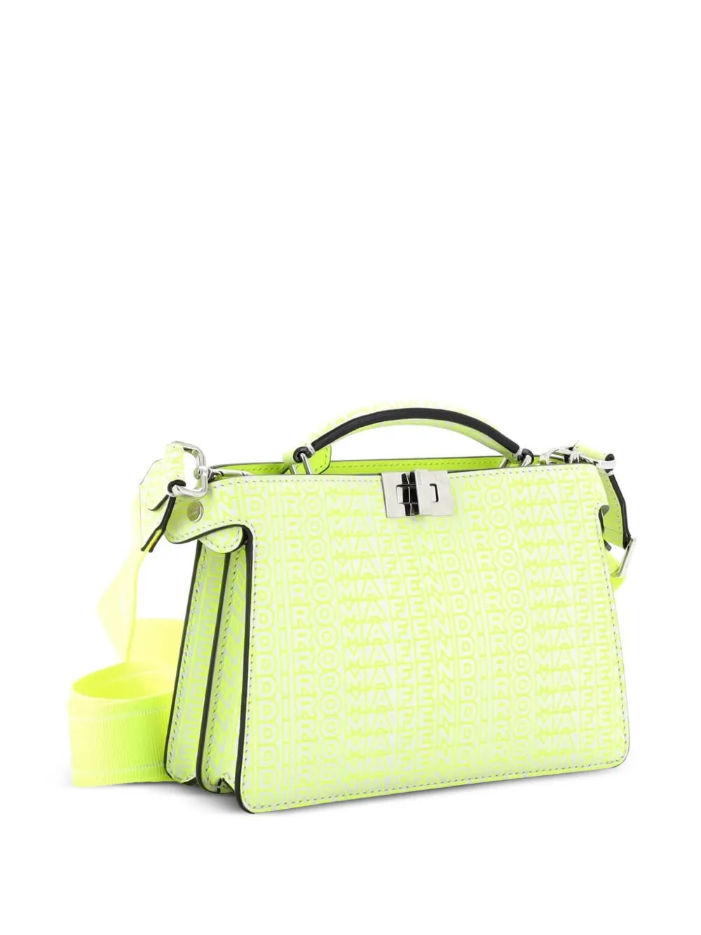  Fendi Pre-owned X Marc Jacobs Peekaboo Iseeu Xcross Bag Printed Logo Embossed Leather Crossbody Bag - Yellow 