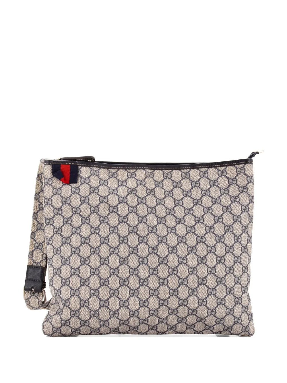 Gucci Pre-Owned Web Loop Flat Messenger GG Coated Canvas Large crossbody bag - Blu