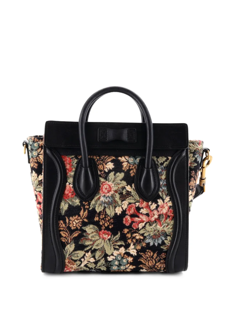 Luggage Bag Printed Jacquard And Leather Nano Satchel