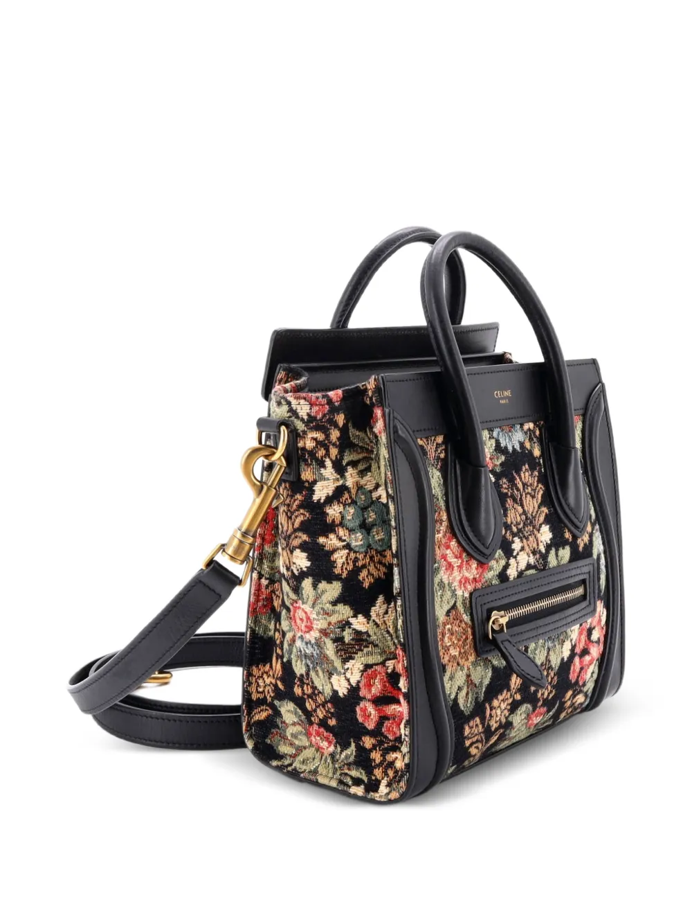 Luggage Bag Printed Jacquard And Leather Nano Satchel