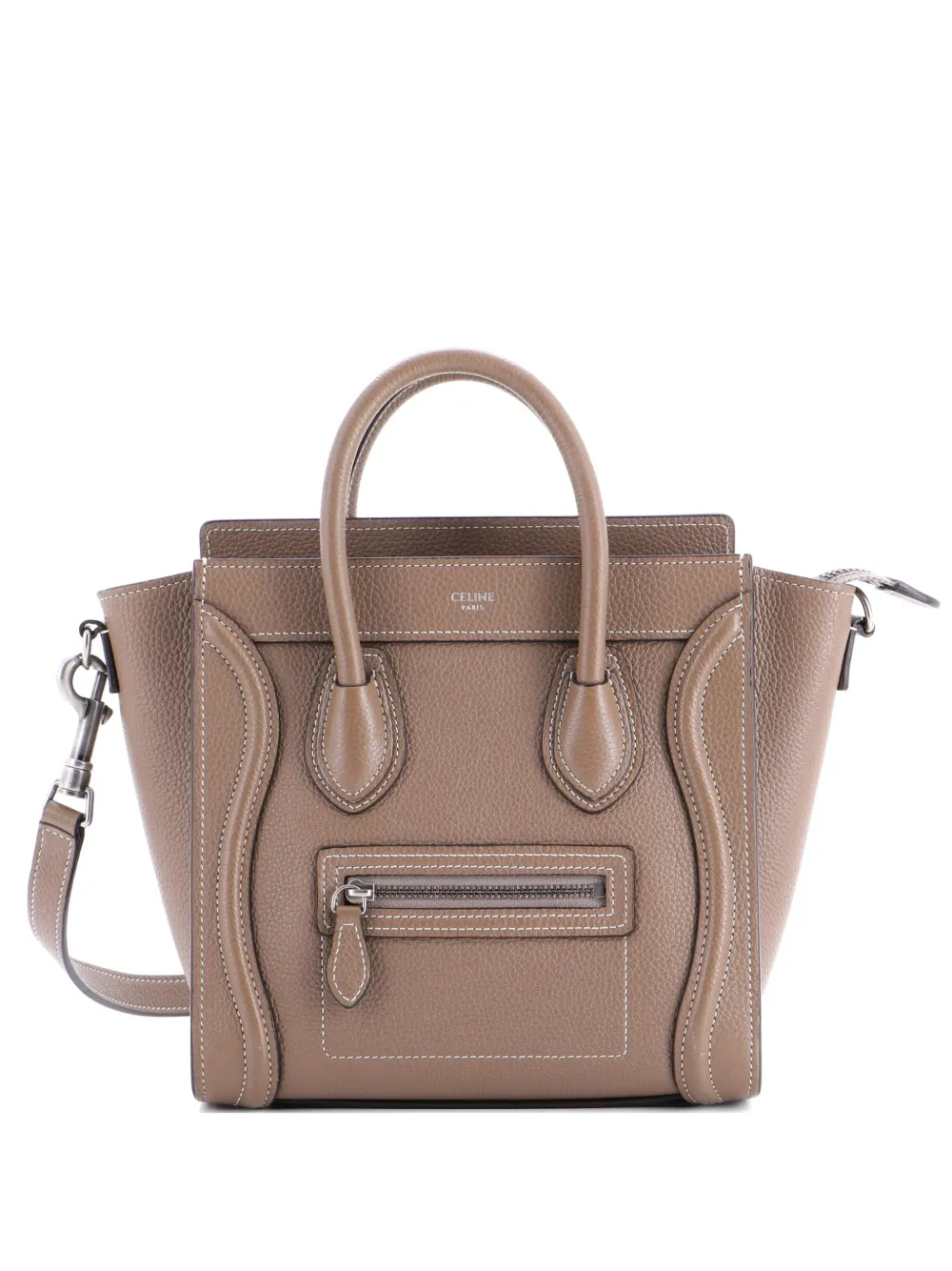 Celine Pre-Owned Luggage Bag Grainy Leather Nano crossbody bag - Braun