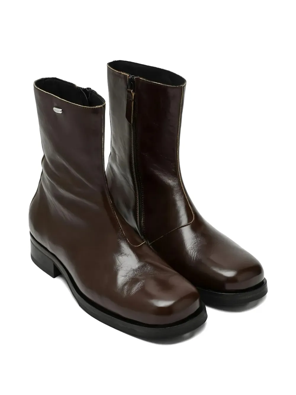 OUR LEGACY Leren laarzen met vierkante neus Bruin