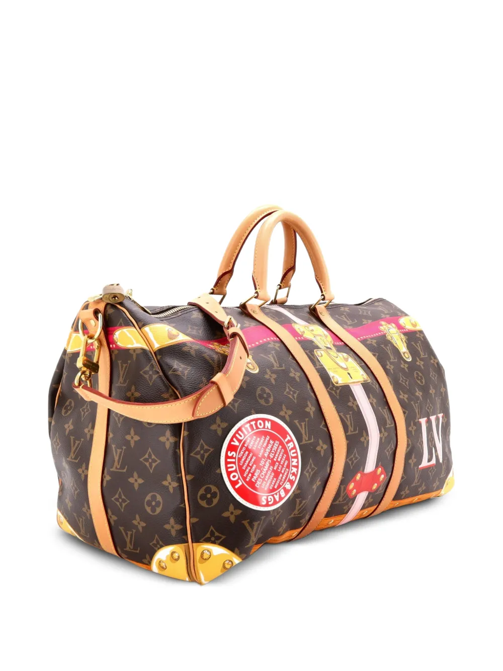 Keepall Bandouliere Bag Limited Edition Summer Trunks Monogram Canvas 50 Travel Bag