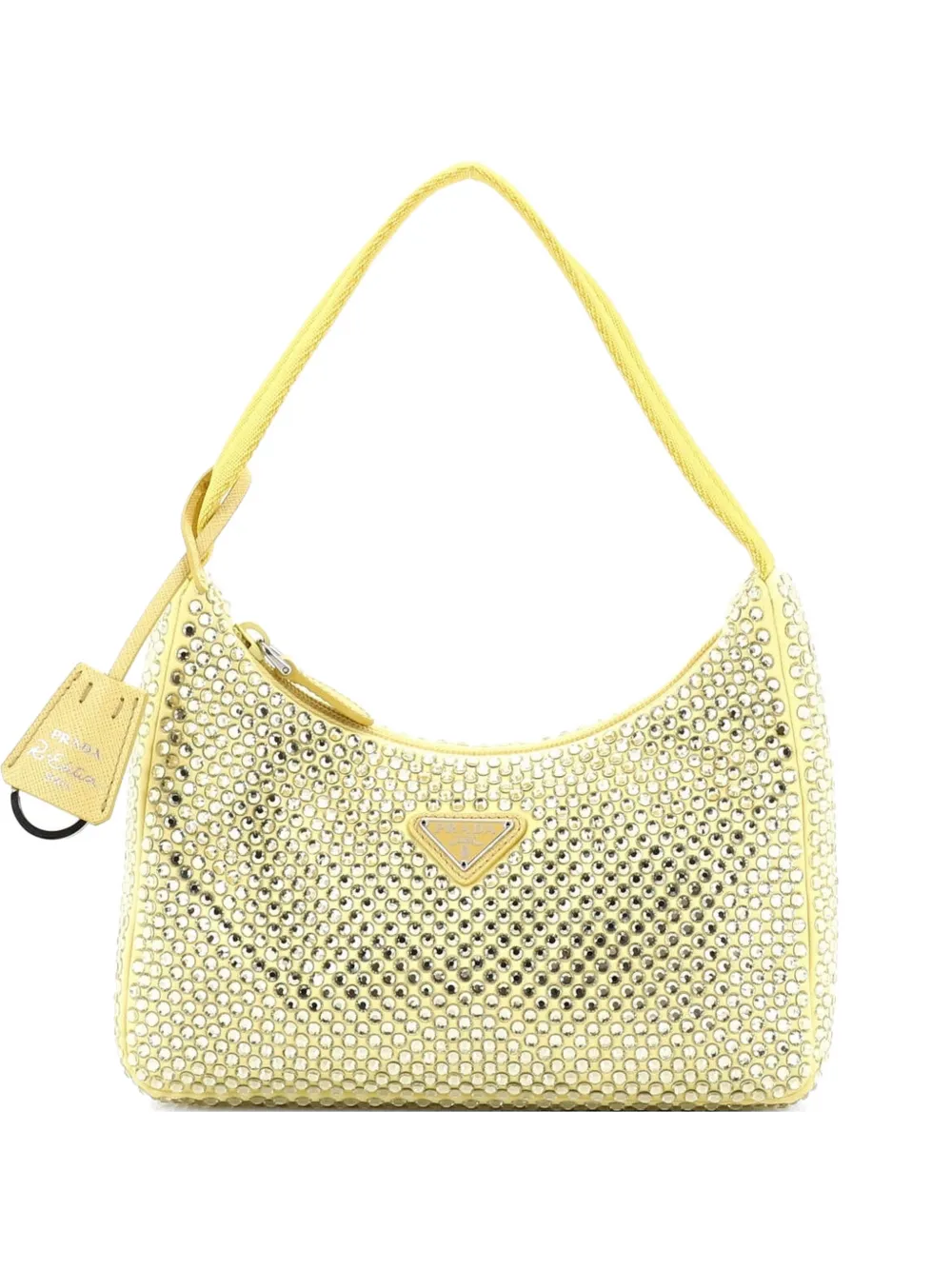 Prada Pre-Owned Re-Edition 2000 Crystal Embellished Satin Mini hobo bag - Giallo