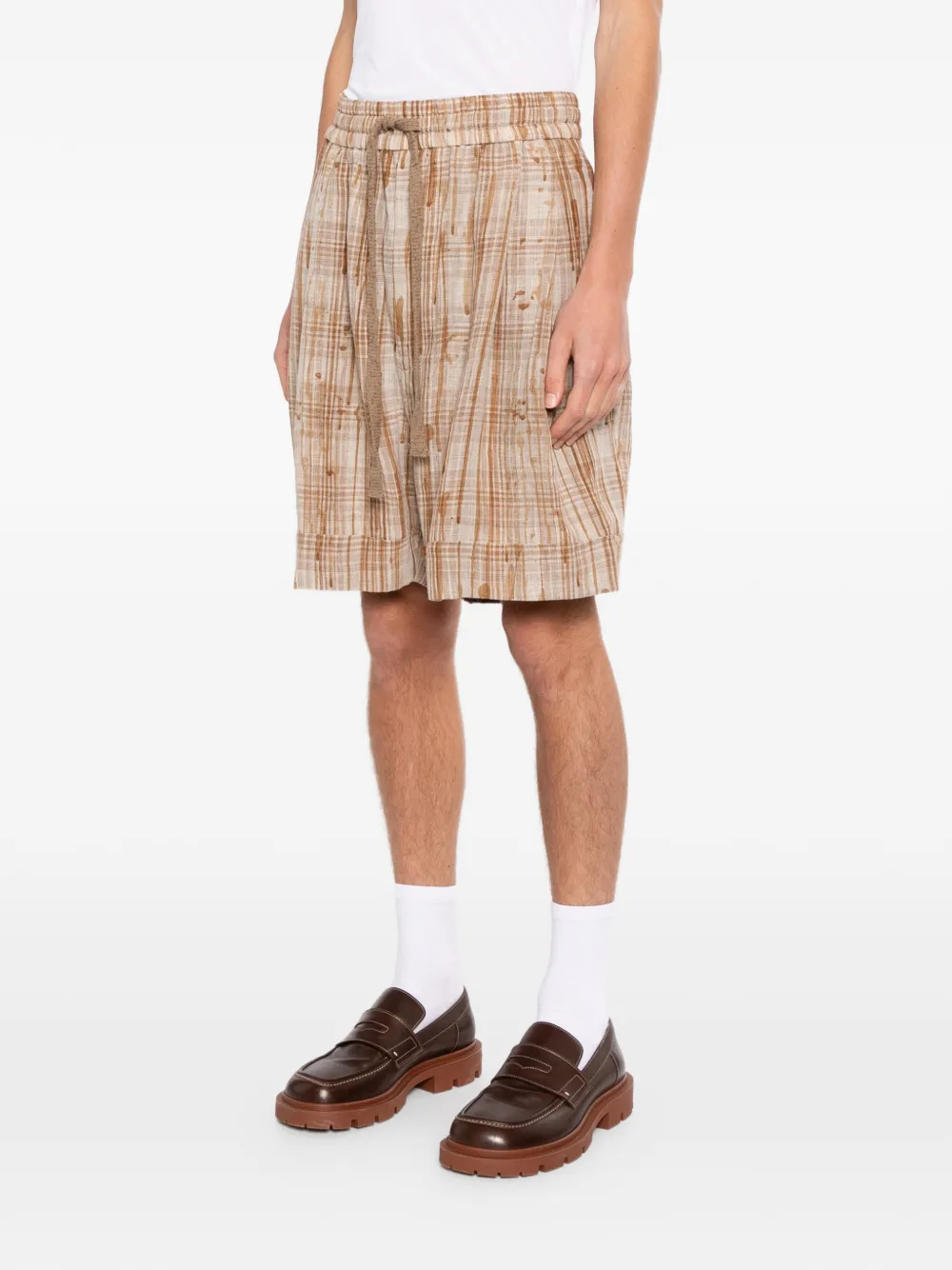  Ziggy Chen Plaid Shorts - Neutrals 