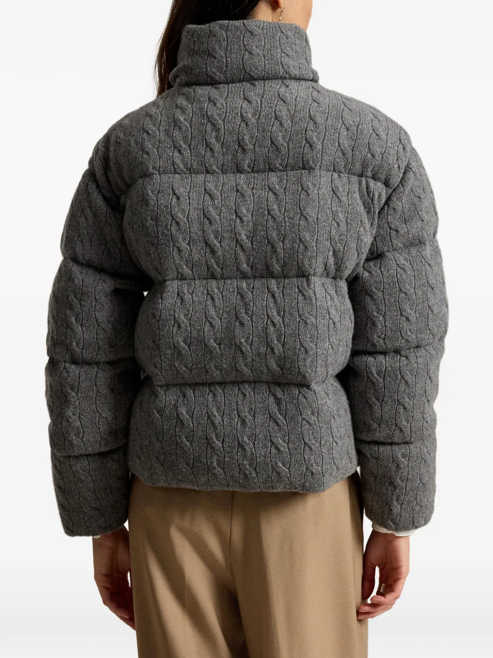 Polo Ralph Lauren Kabelgebreid donsjack van wol-kasjmier Grijs