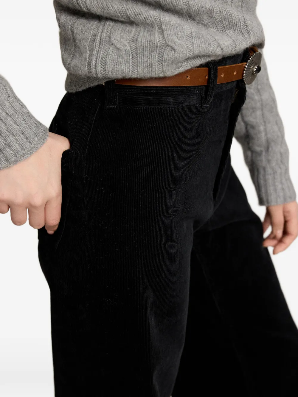 Polo Ralph Lauren Beaton ribfluwelen flared broek Zwart