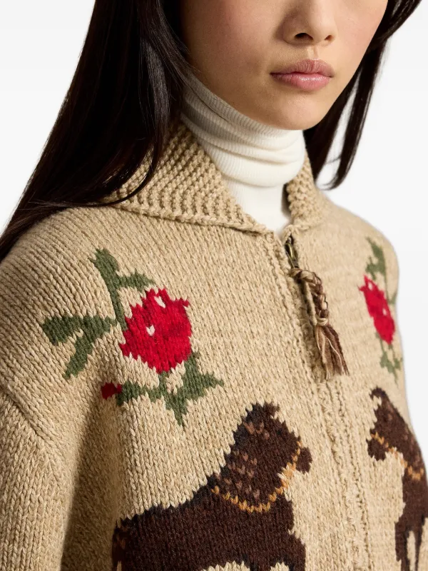 Polo Ralph Lauren intarsia-knit shawl-collar Cardigan | Neutrals