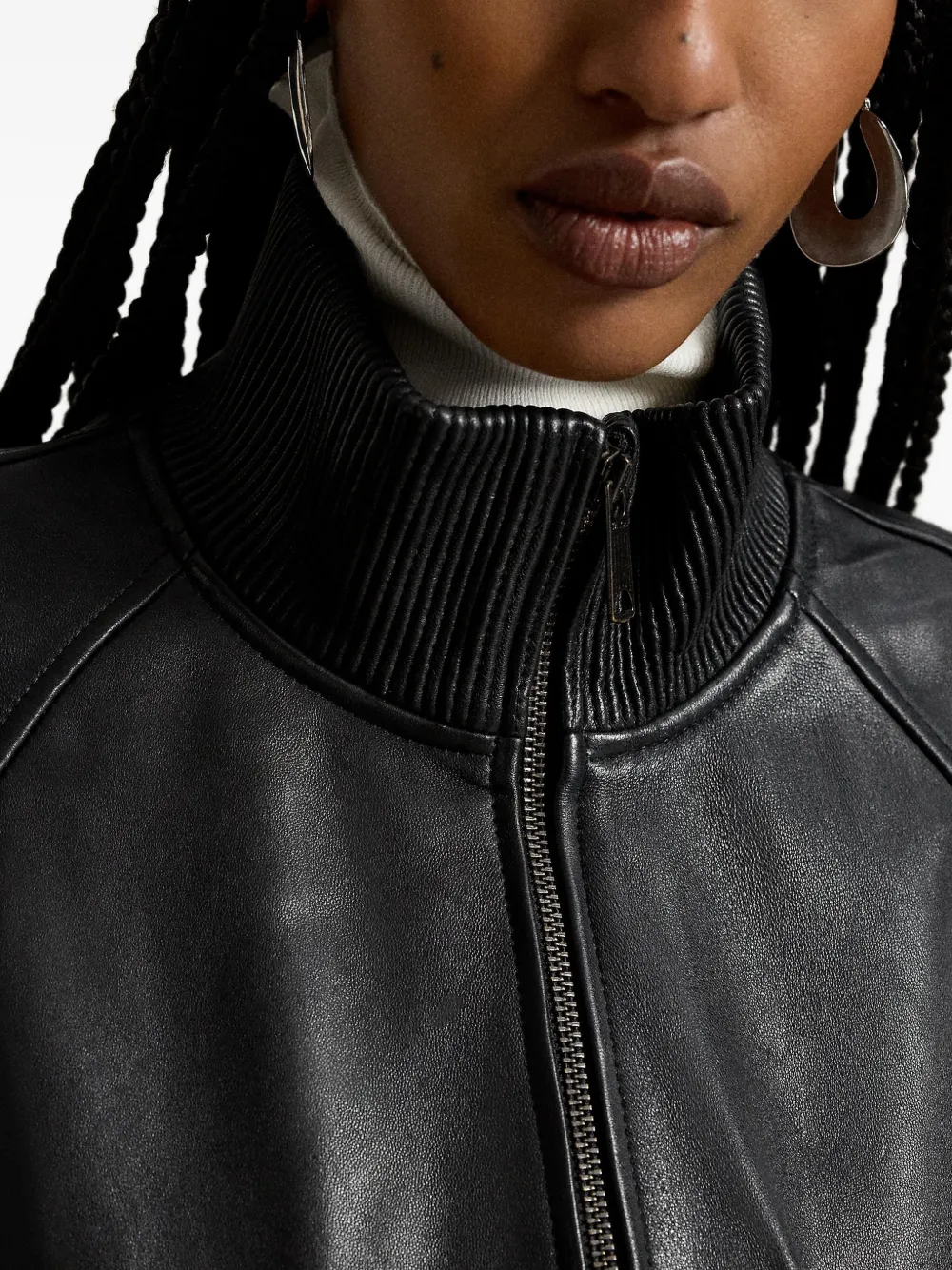 Polo Ralph Lauren Bomberjack met geribbelde afwerking Zwart