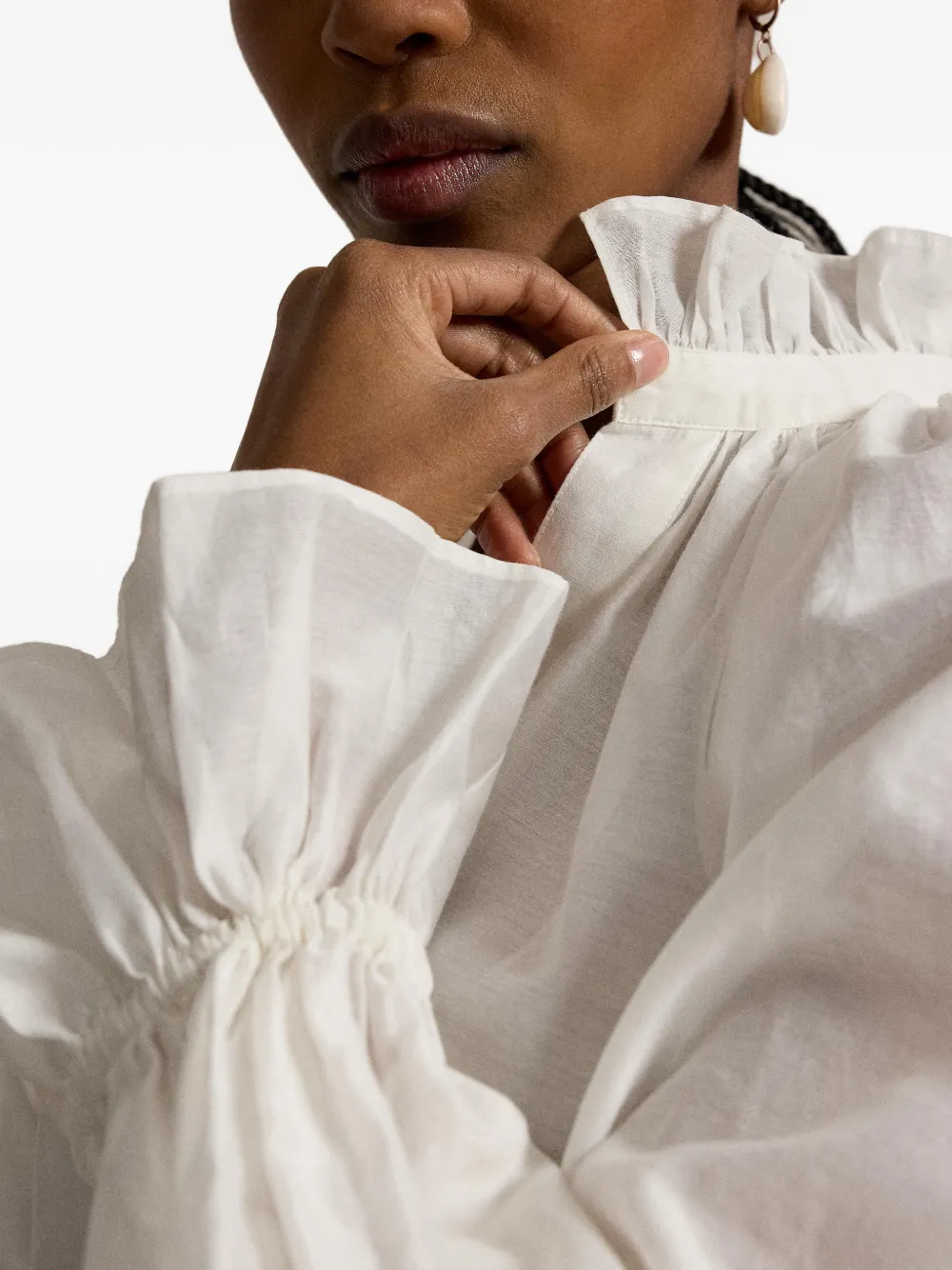 Polo Ralph Lauren Blouse met ruches en split Wit