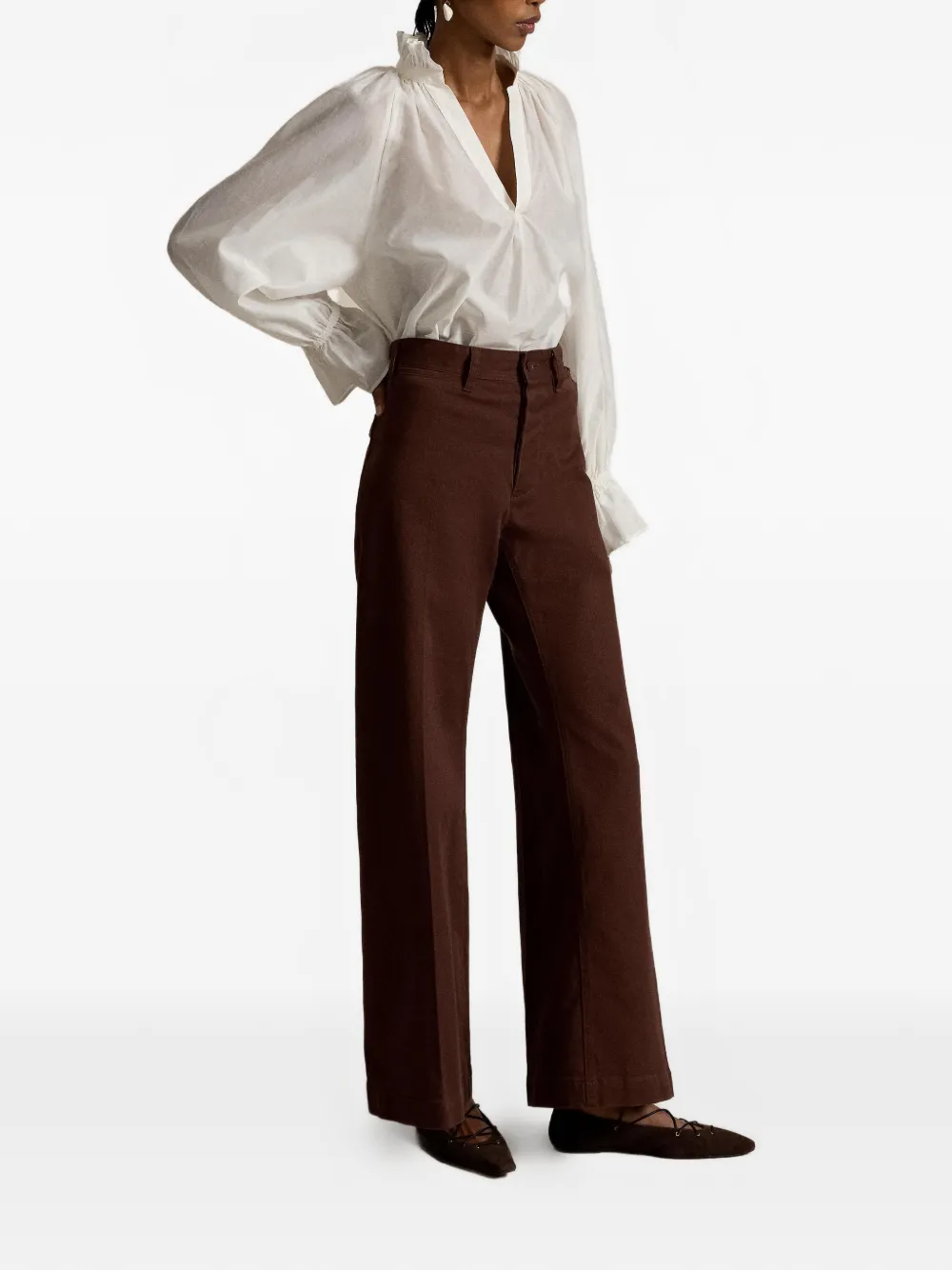 Polo Ralph Lauren Blouse met ruches en split Wit