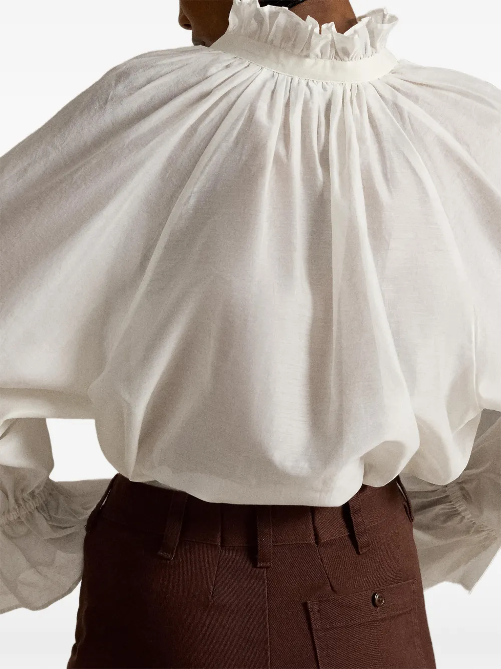 Polo Ralph Lauren Blouse met ruches en split Wit