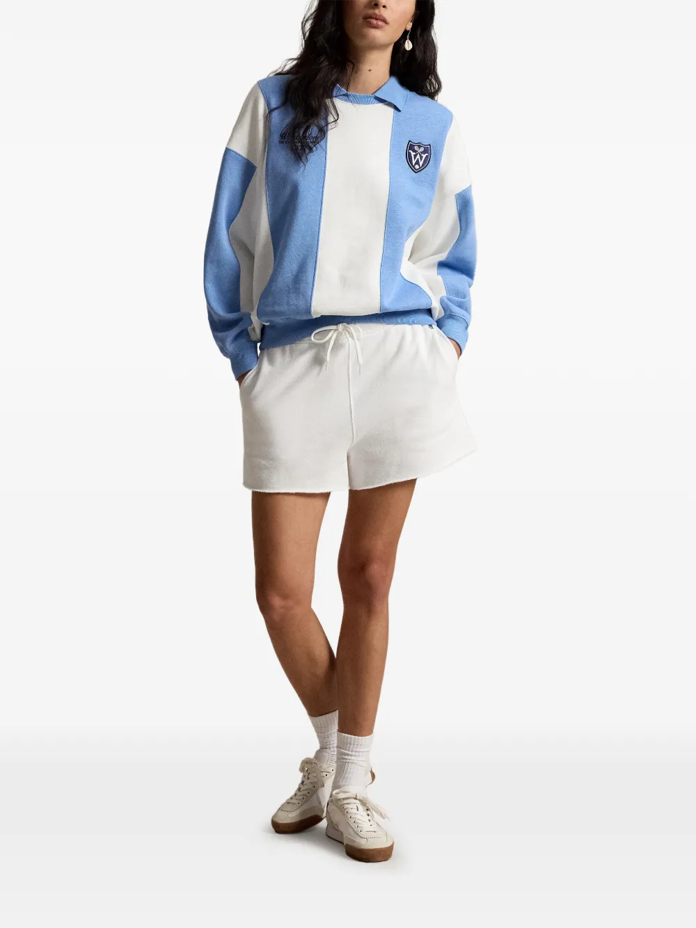 Polo Ralph Lauren Wimbledon gestreepte polotop met vlakken Blauw