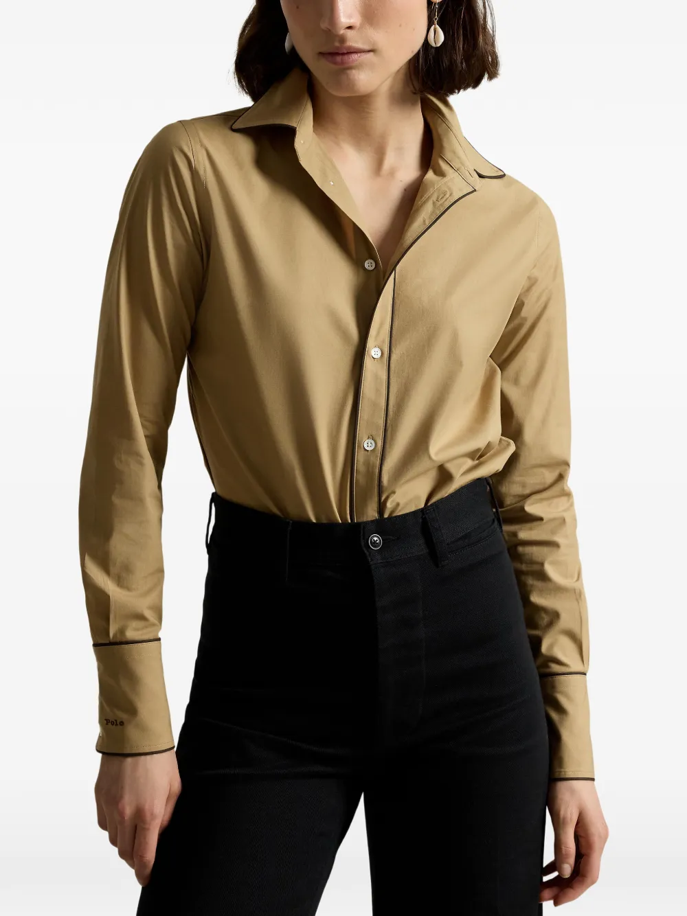 Polo Ralph Lauren Stretch slim-fit katoenen blouse Beige