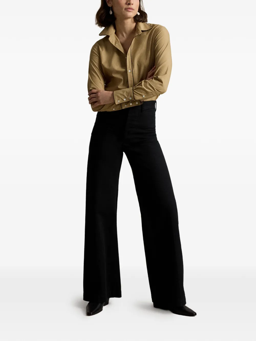 Polo Ralph Lauren Stretch slim-fit katoenen blouse Beige