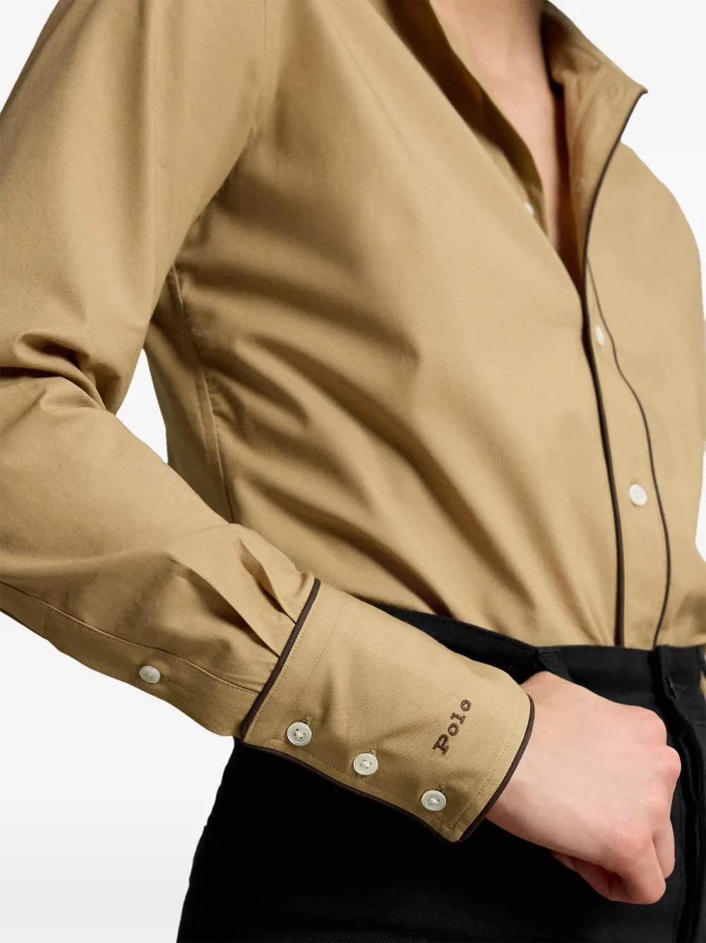 Polo Ralph Lauren Stretch slim-fit katoenen blouse Beige