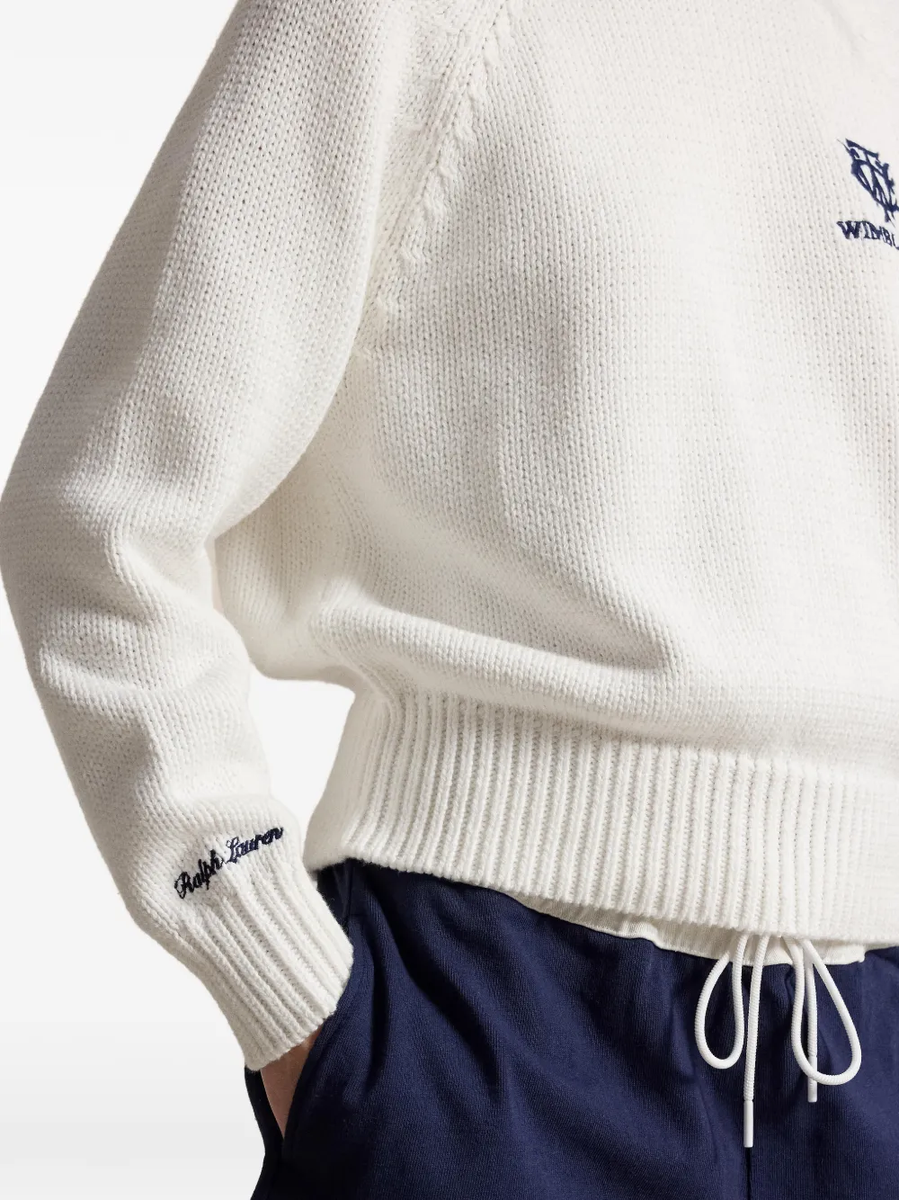 Polo Ralph Lauren Wimbledon trui met geborduurde polokraag Wit