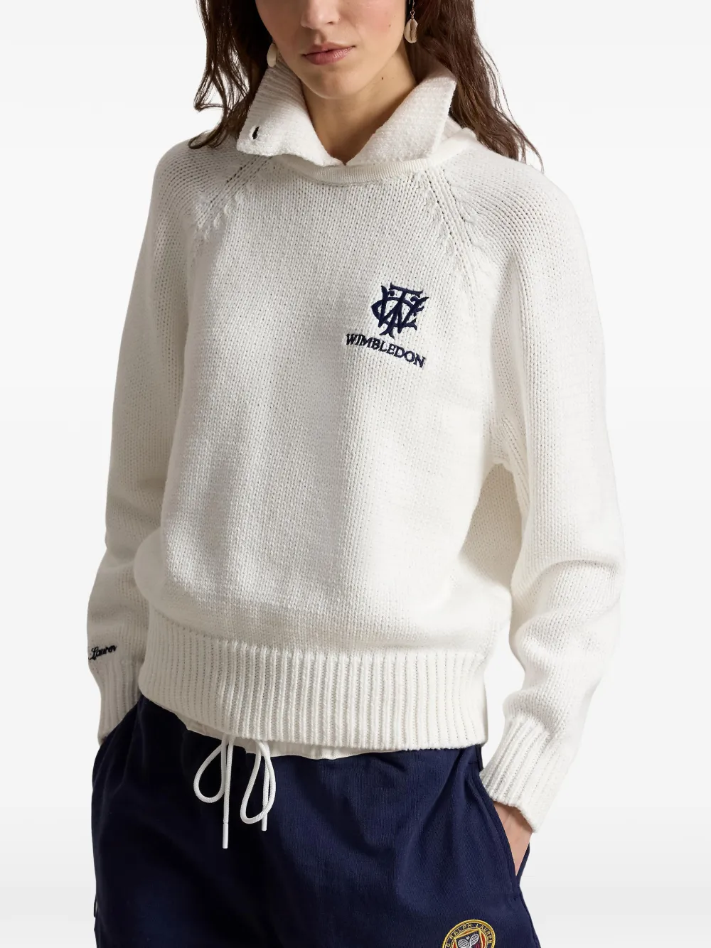 Polo Ralph Lauren Wimbledon trui met geborduurde polokraag Wit