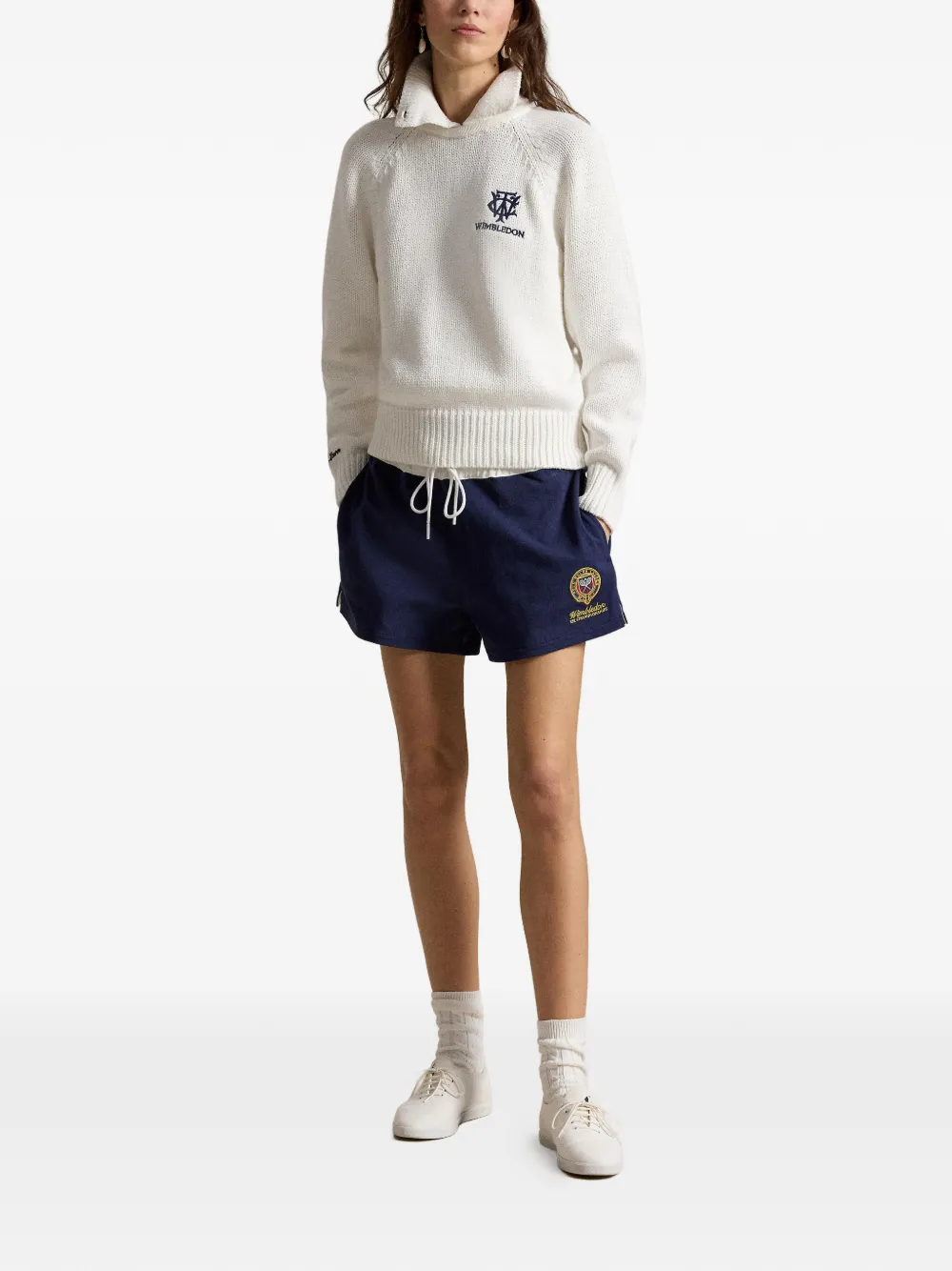 Polo Ralph Lauren Wimbledon trui met geborduurde polokraag Wit