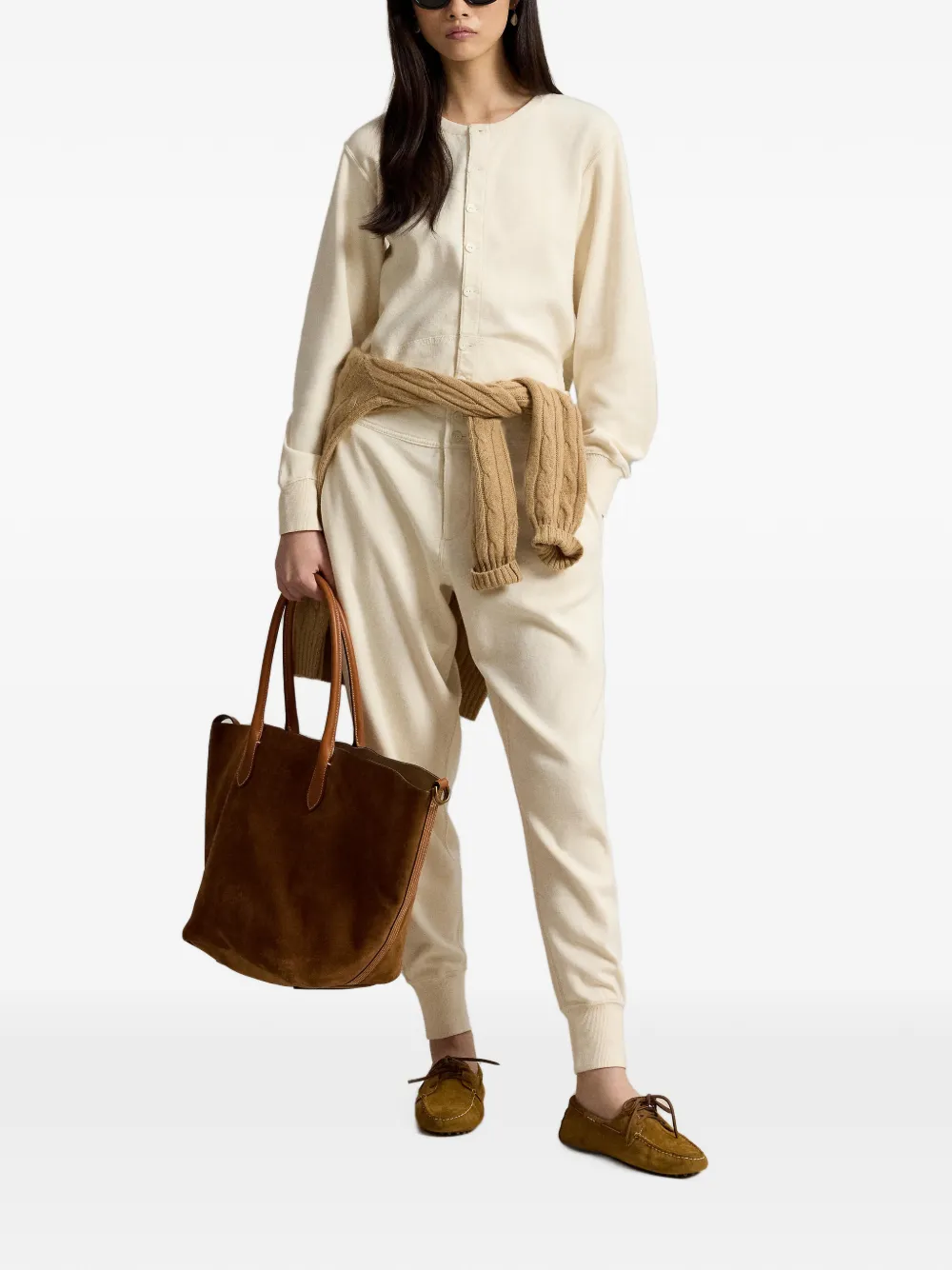 Polo Ralph Lauren Vest met geribbelde afwerking en knopen Beige