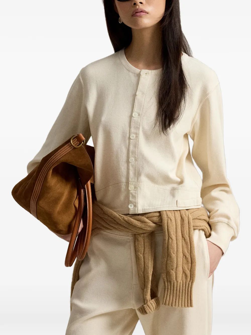 Polo Ralph Lauren Vest met geribbelde afwerking en knopen Beige