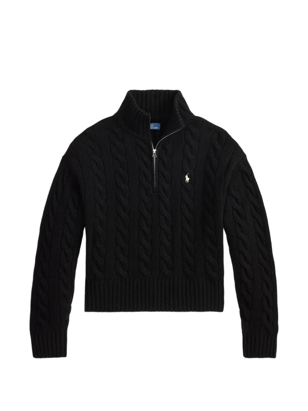 Polo Ralph Lauren Maglione in lana e cashmere con mezza zip - Nero