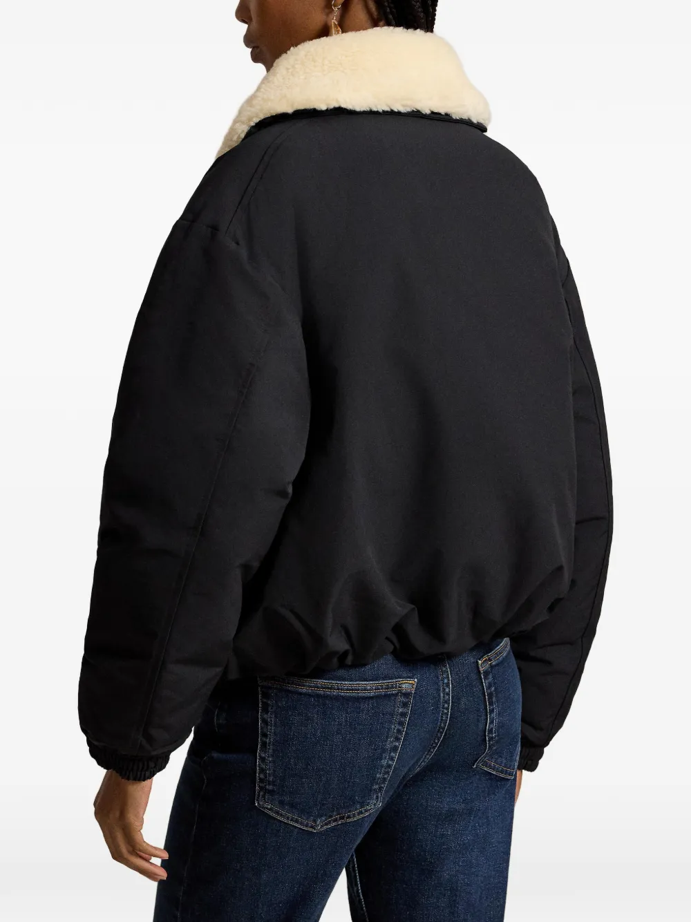 Polo Ralph Lauren Donsjack met lammy kraag Zwart