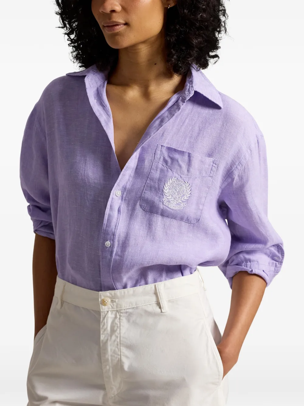 Polo Ralph Lauren Wimbledon blouse met borduurwerk Paars
