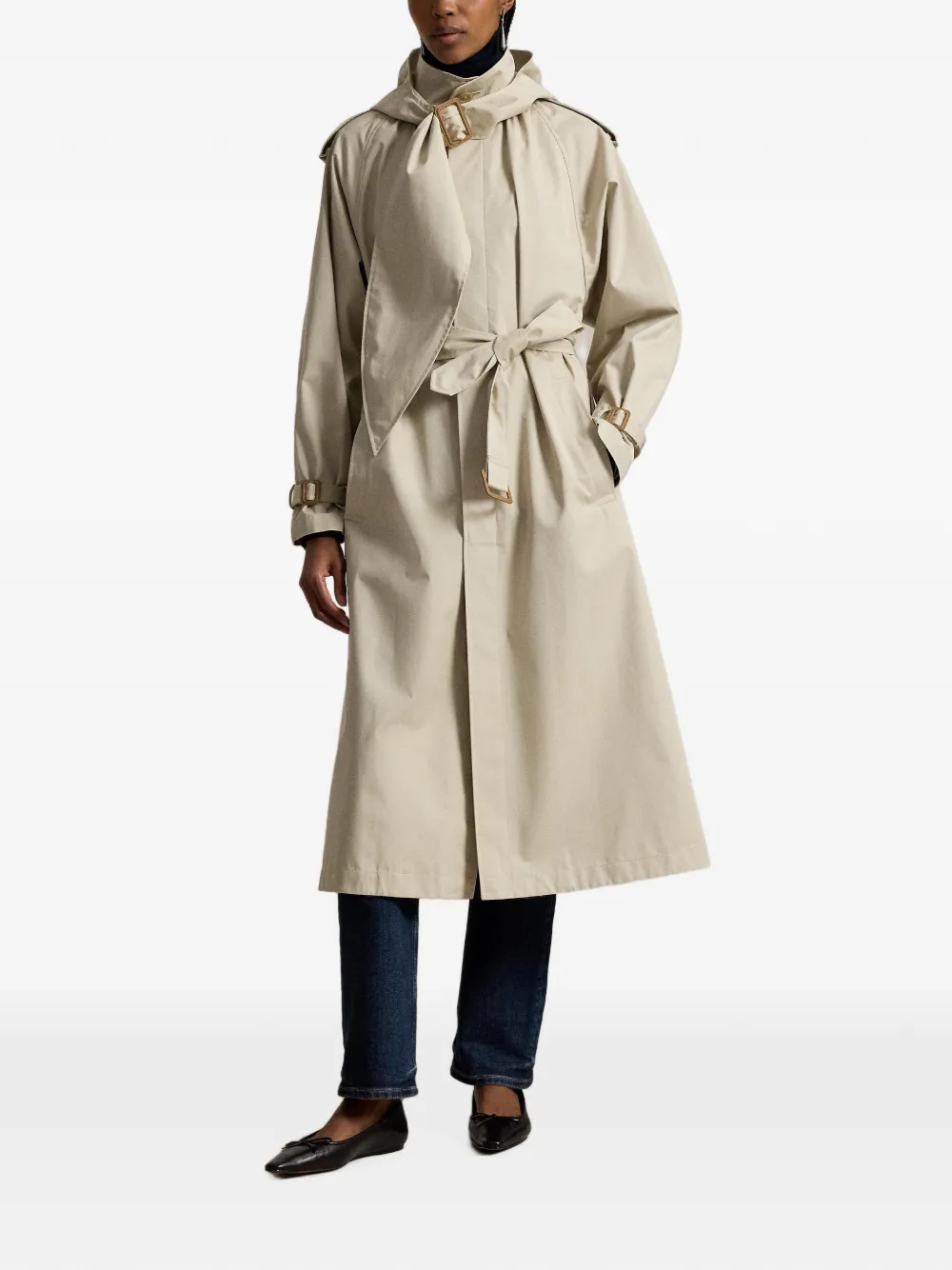 Polo Ralph Lauren Trenchcoat met A-lijn en gesp Beige