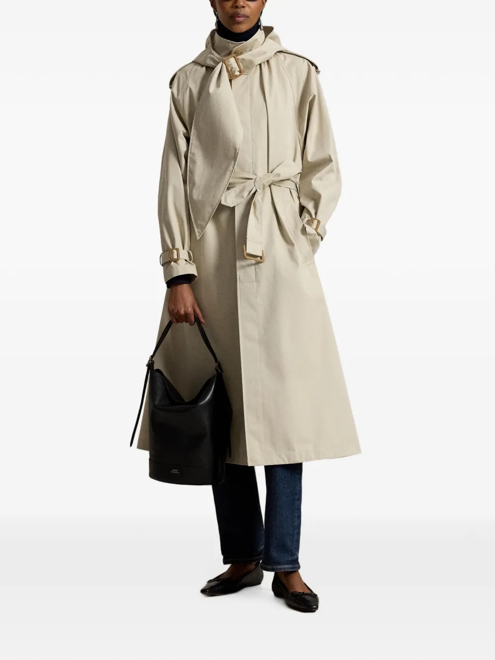 Polo Ralph Lauren Trenchcoat met A-lijn en gesp Beige