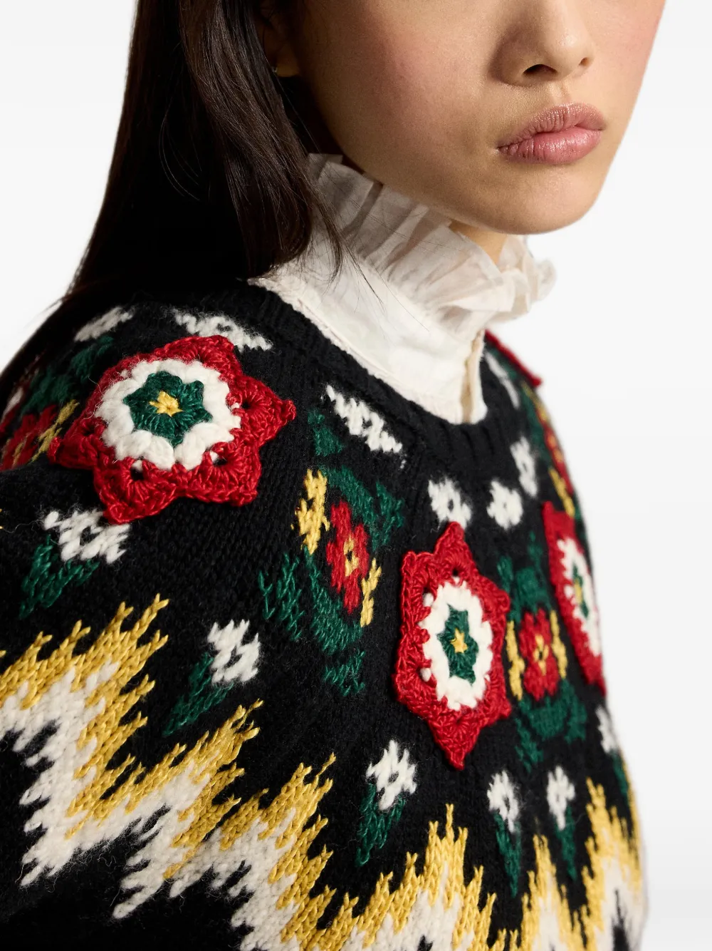 Polo Ralph Lauren Trui met bloemen-yoke Zwart