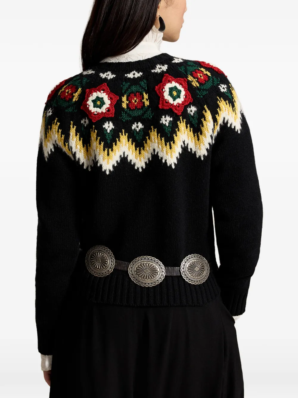 Polo Ralph Lauren Trui met bloemen-yoke Zwart