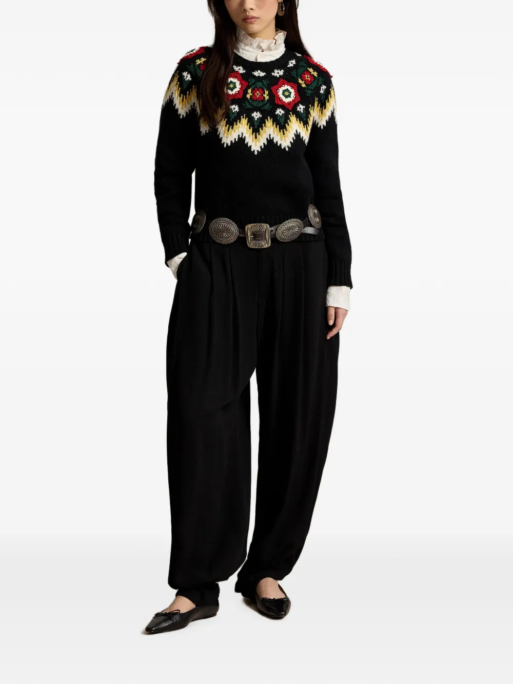 Polo Ralph Lauren Trui met bloemen-yoke Zwart