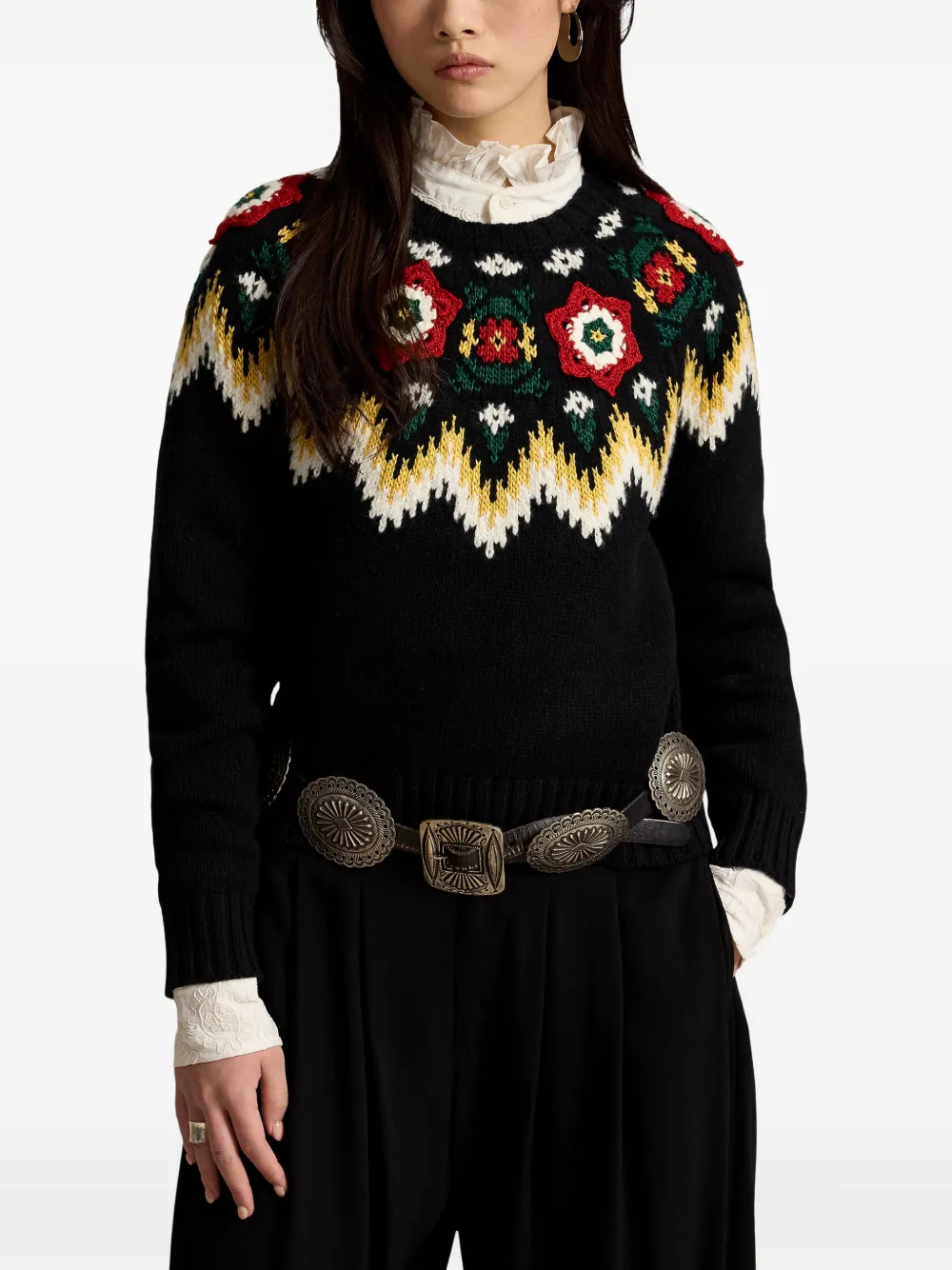 Polo Ralph Lauren Trui met bloemen-yoke Zwart