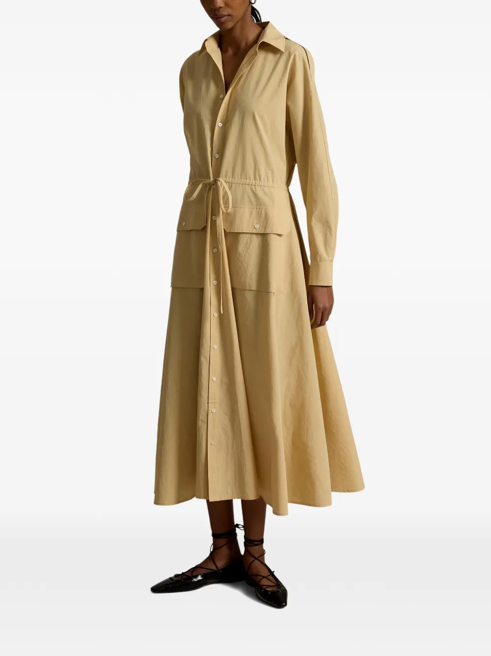 Polo Ralph Lauren Cooper midi-jurk met trekkoord Beige