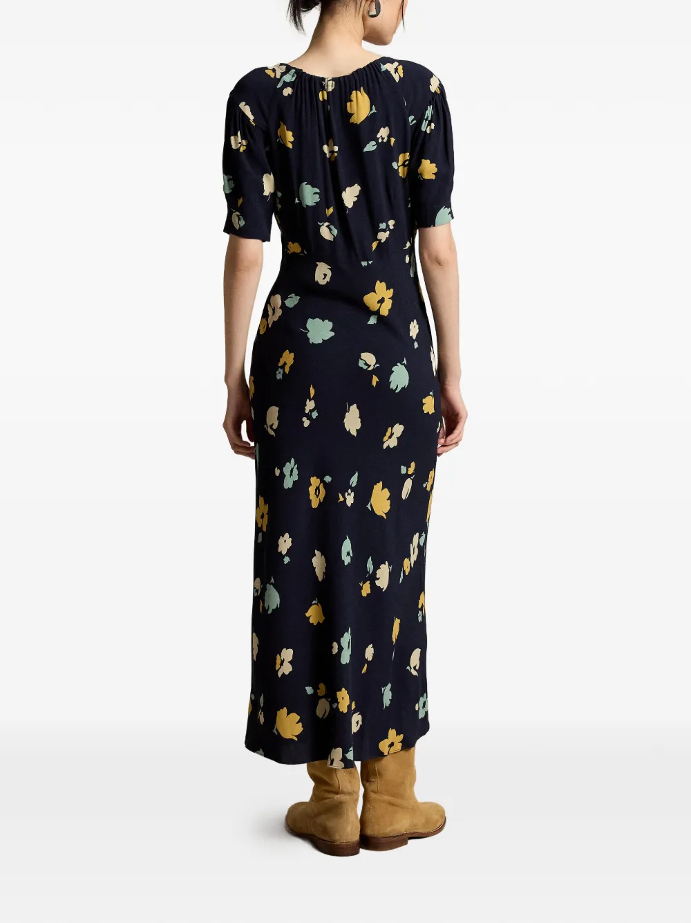 Polo Ralph Lauren Midi-jurk met bloemenprint Blauw