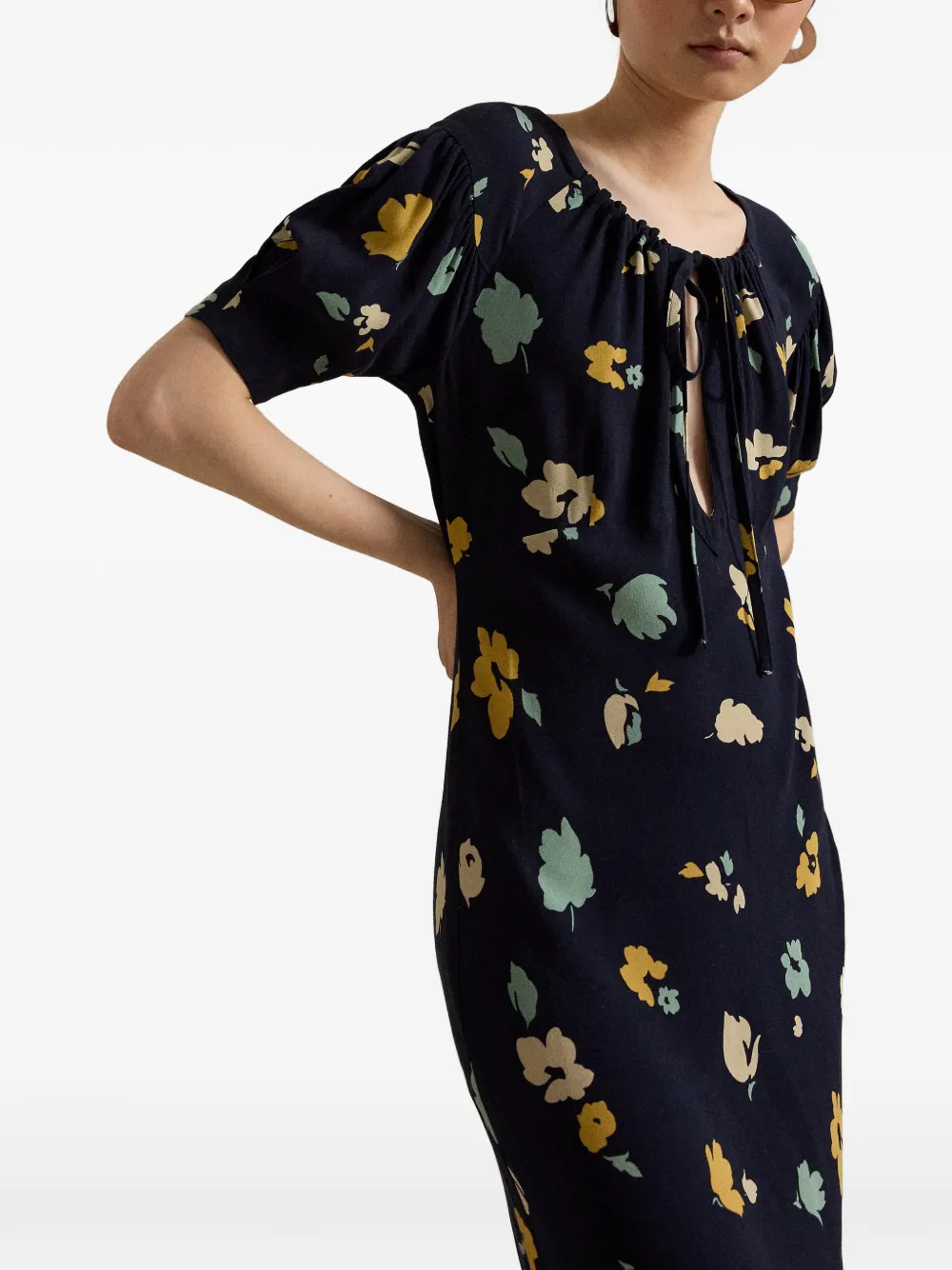 Polo Ralph Lauren Midi-jurk met bloemenprint Blauw